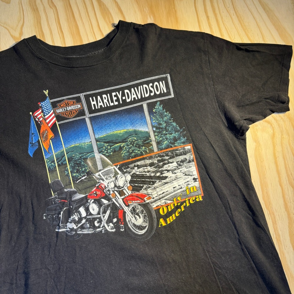 Harley-Davidson Men's Only in America Graphic T-Shirt Black Hanes Beefy Size XXL